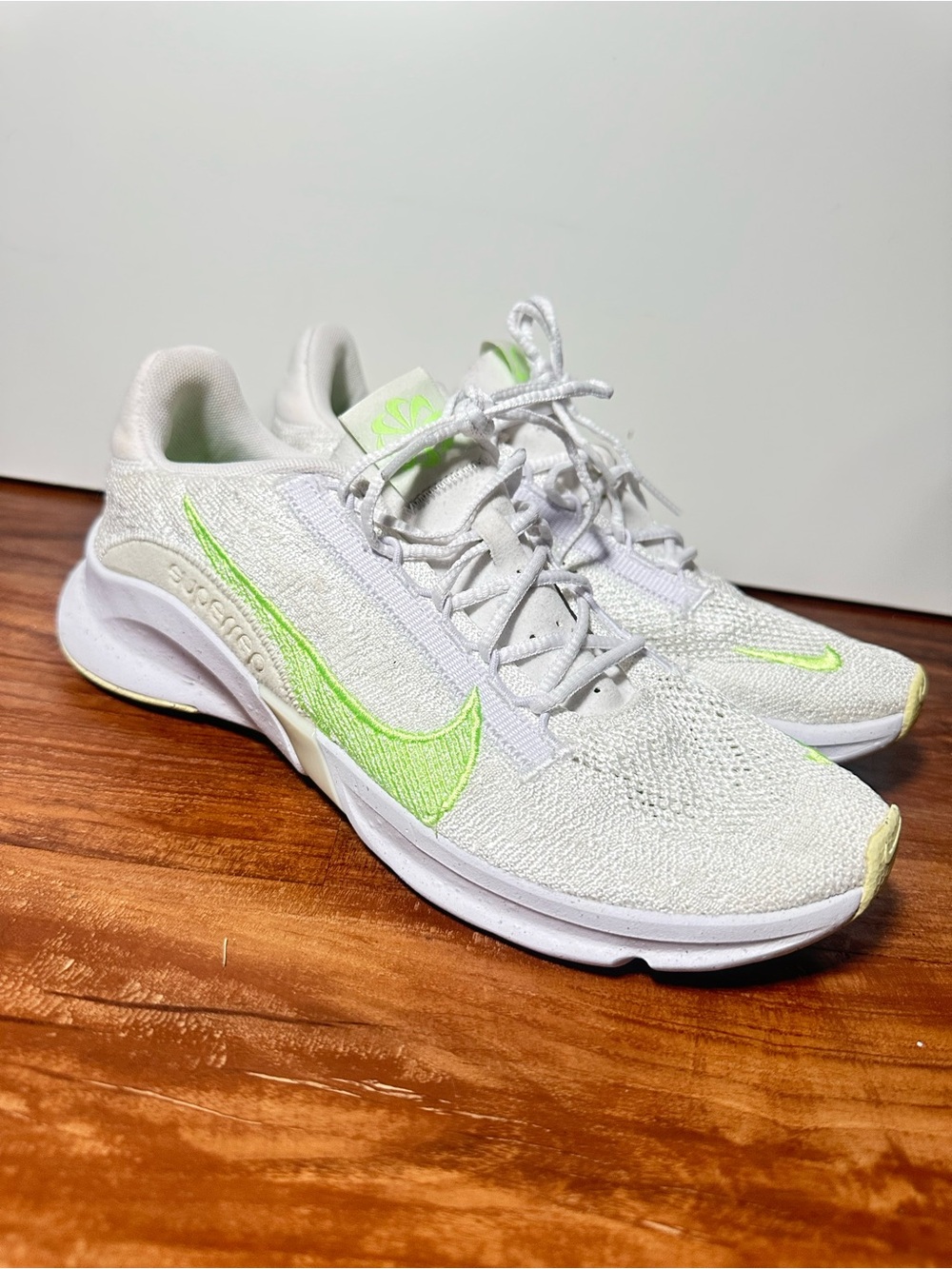 Nike SuperRep Go 3 Flyknit Next Nature White Lime Blast Woman Size 9 DH3393-106